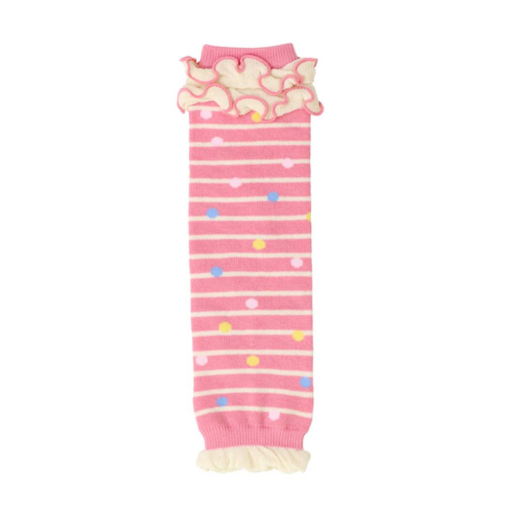 日本 ZOOLAND - 氣溫調節/保暖防曬襪套-1雙-B條紋點點-粉紅 (0-2y)