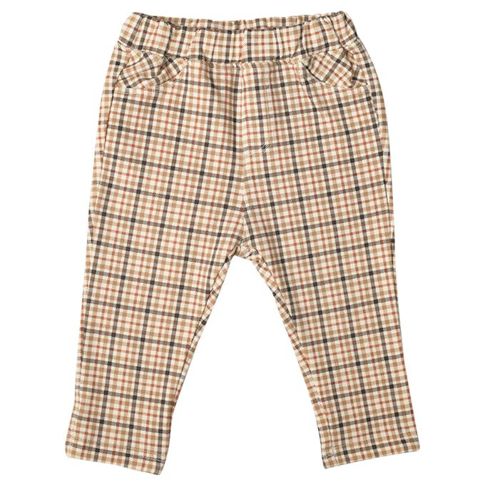 akachan honpo - 10分長經典褲 裏起毛-一般合身款-淺卡其色