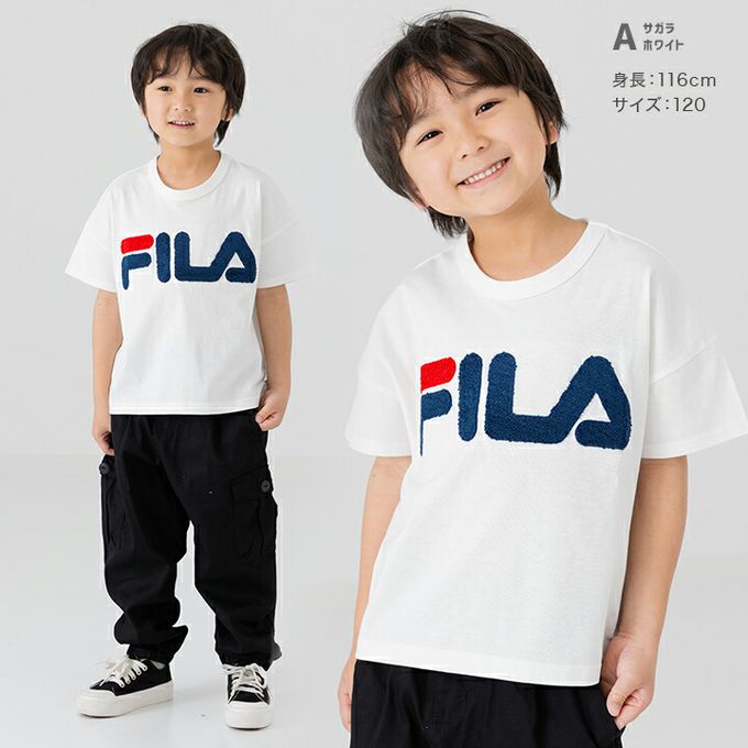 日本 Chil2 - FILA聯名 休閒短袖上衣-條紋撞色-橘x白x綠