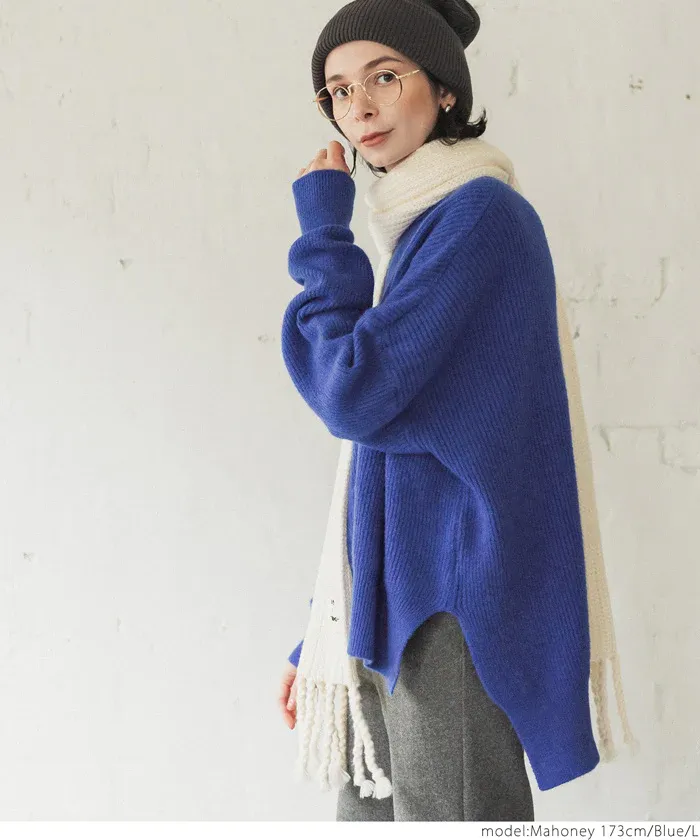 日本 COCA - 前短後長遮臀柔軟毛衣-奶油杏