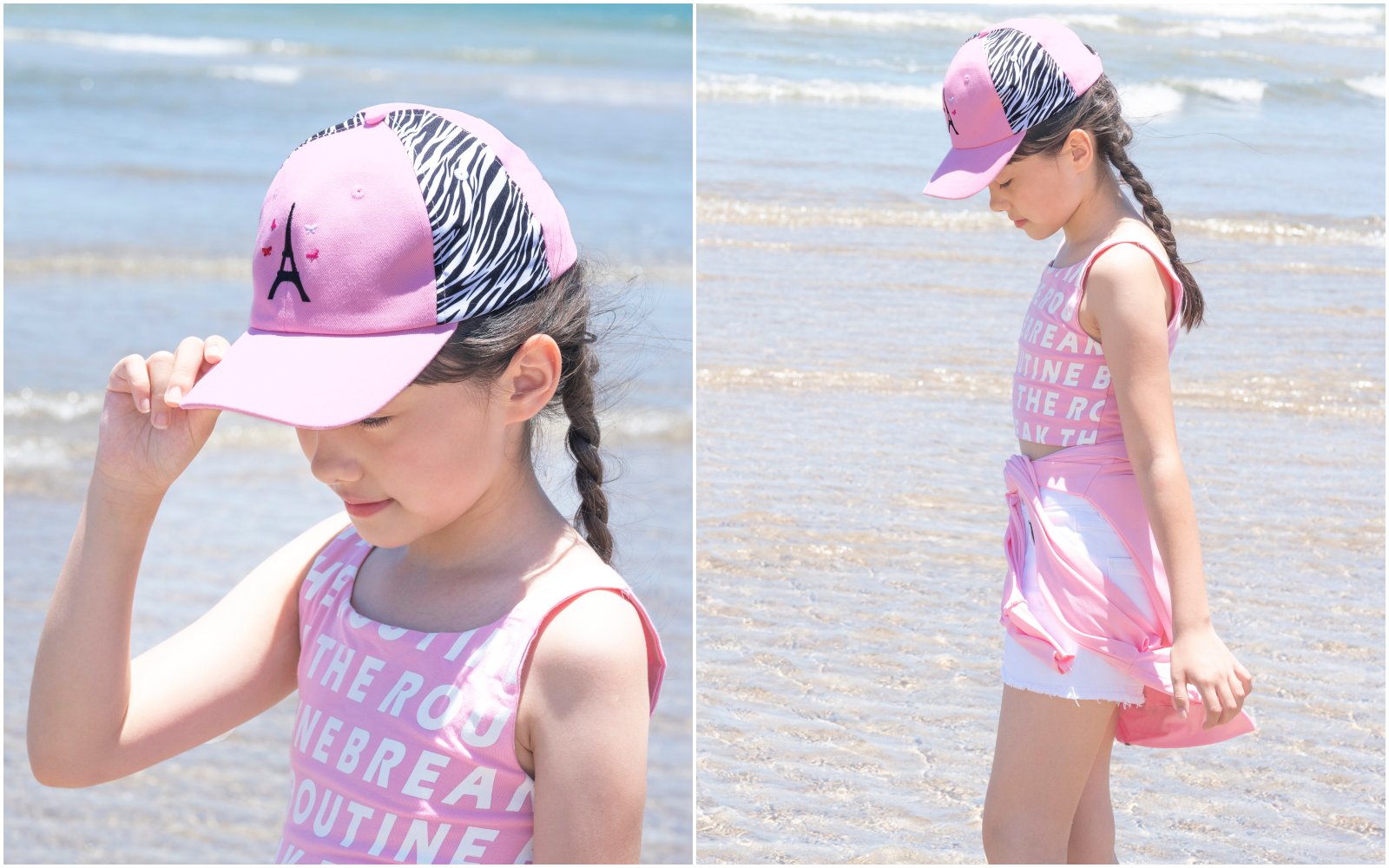 美國 Dabbawalla - 瓦拉帽-粉紅巴黎拼色棒球帽 (3-10歲(頭圍52~56.5cm))