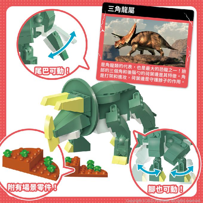 日本 Silverback - 可動擬真積木-三角龍