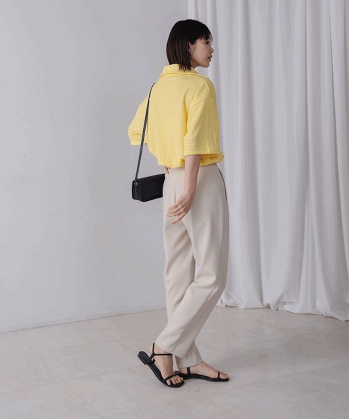 日本 Bab - 精緻紋理都會感五分袖上衣-粉紅