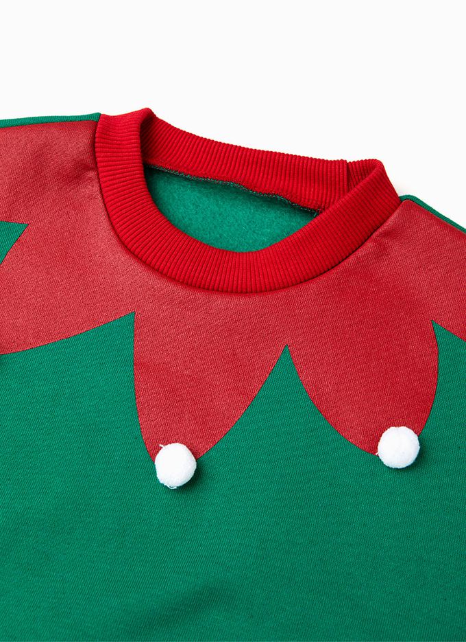 韓國 OZKIZ - (附尖帽)(內刷毛)聖誕男精靈長袖套裝