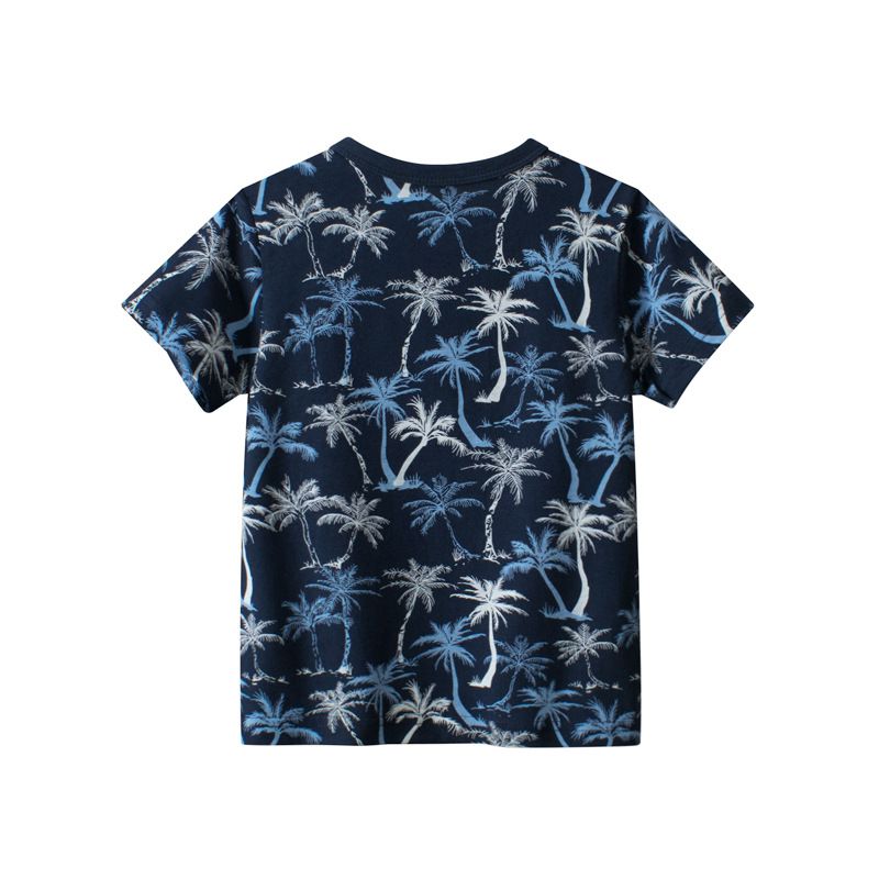 純棉短T-HK椰子樹-藍色