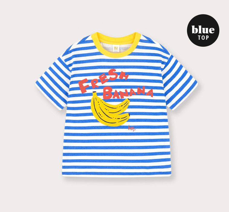 韓國 HEJMINI - 條紋香蕉套裝-藍