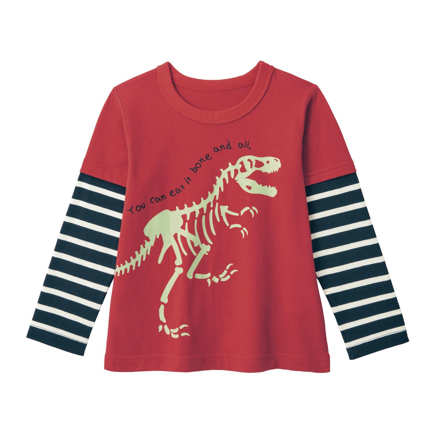 日本千趣會 - 純棉長T(蓄光設計)-恐龍-紅色系