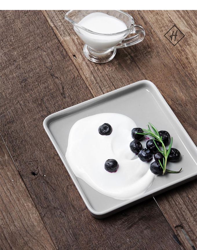 韓國 SSUEIM - LEED系列莫蘭迪陶瓷方形淺盤14cm (灰色)