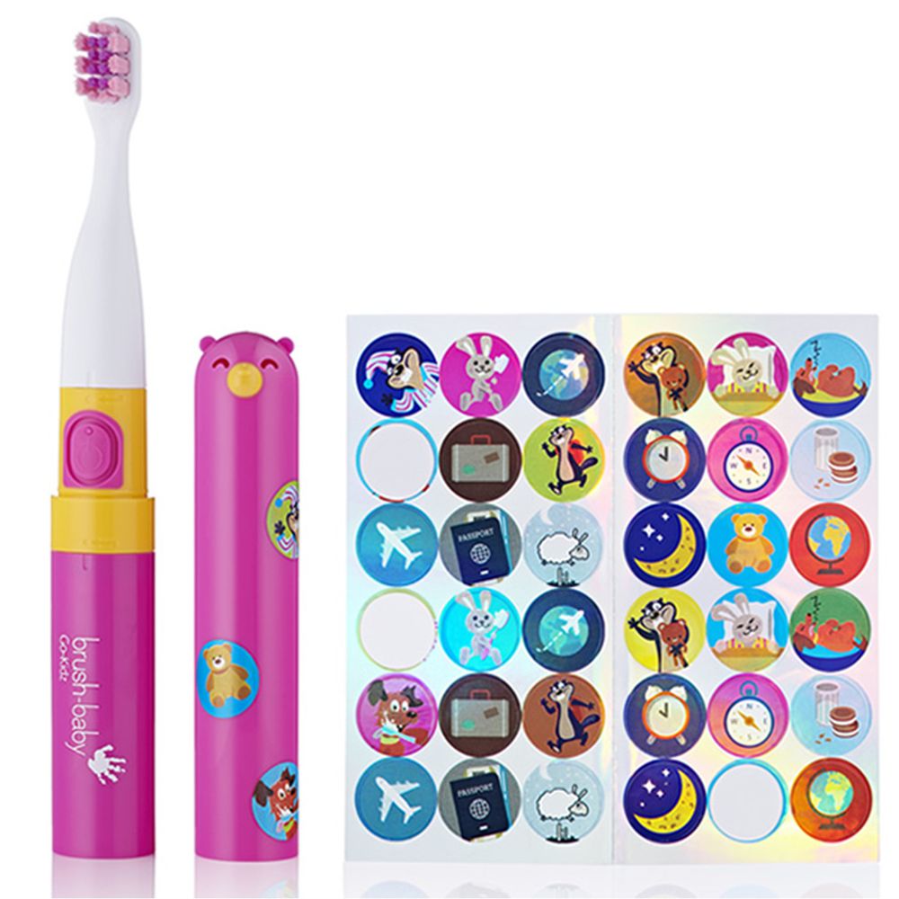 英國 brush-baby - 外出攜帶型GoKidz聲波電動牙刷(粉紅)-3歲以上