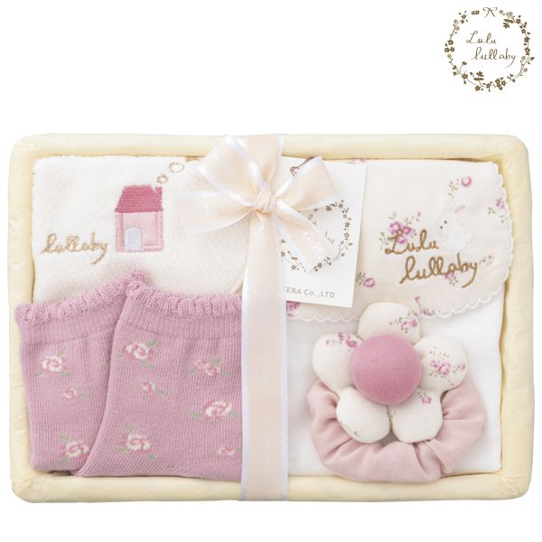 akachan honpo - 外出禮盒-小花 (【圍兜・吸汗背巾】50~70cm)