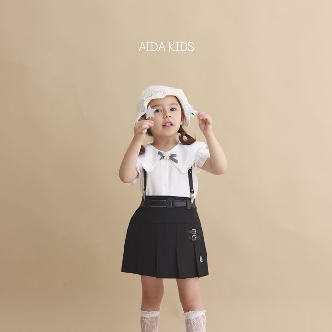 韓國 AIDA - 率性裝飾側拉鍊抓褶短裙-黑