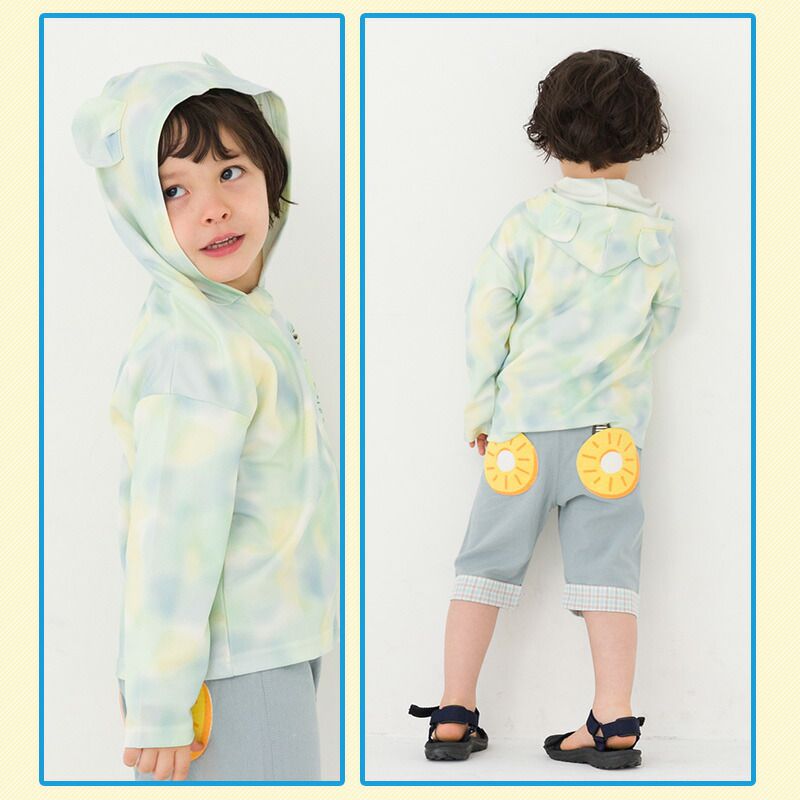 日本 ZOOLAND - 網眼輕量柔軟小耳朵薄外套-粉藍色系