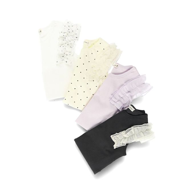 日本 BRANSHES - 夢幻蕾絲荷葉邊背心上衣-白