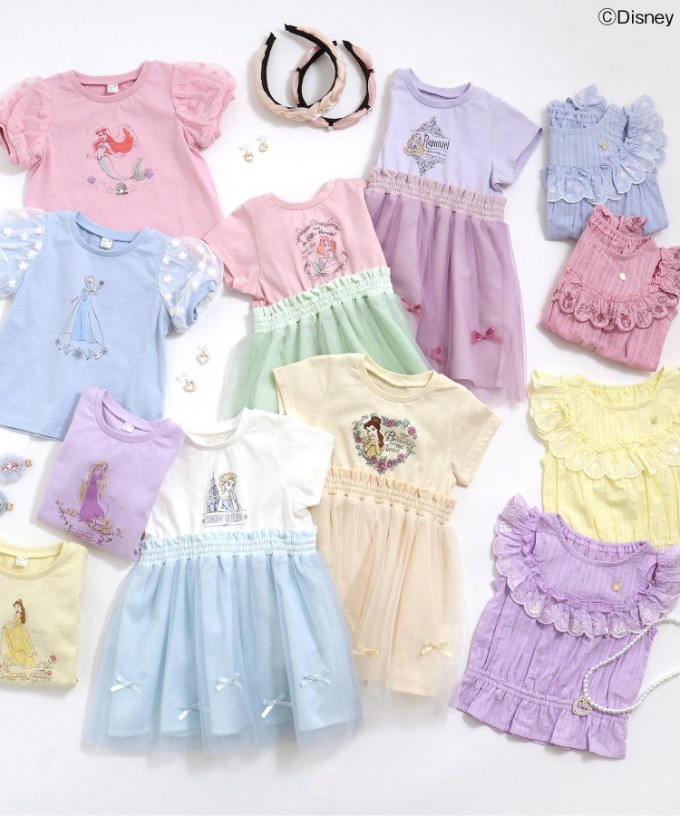 日本 apres les cours - 迪士尼 公主蕾絲拼接澎裙洋裝-小美人魚-粉x嫩綠