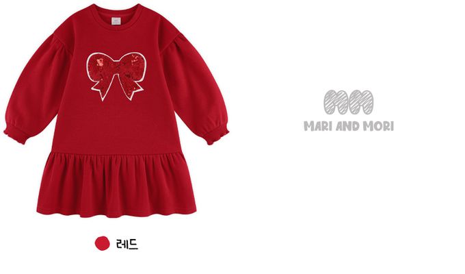 韓國 WALTON kids - (內刷毛)亮片蝶結連身洋裝-紅