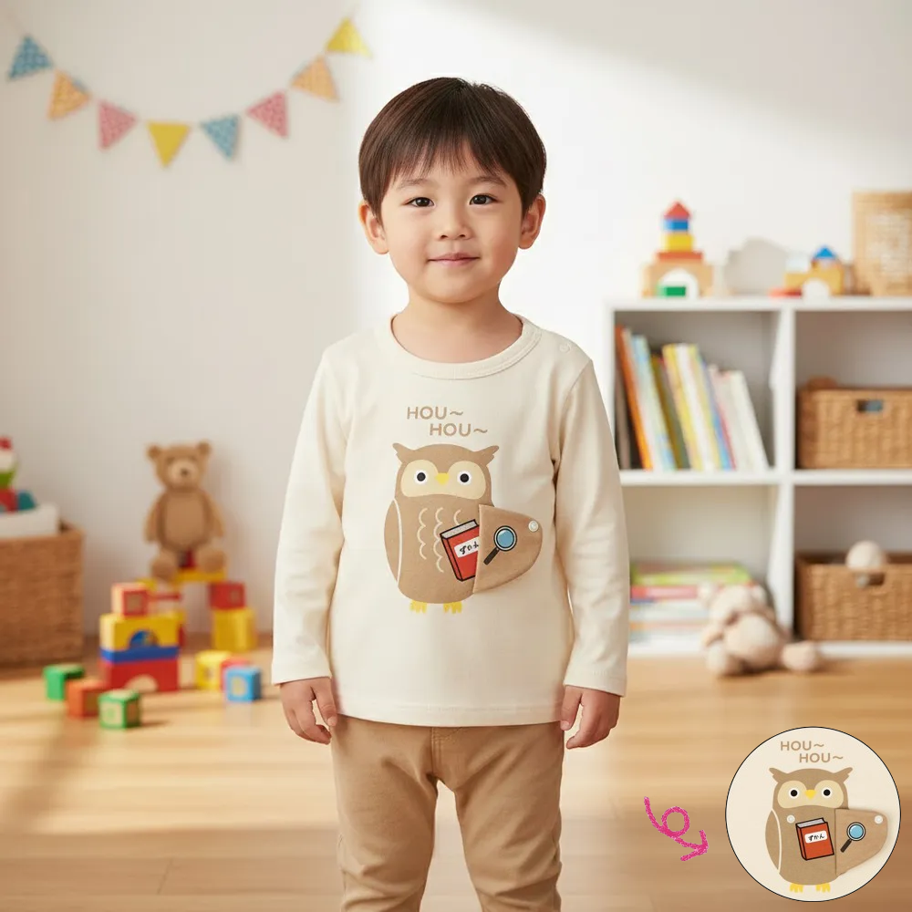 長袖休閒上衣-趣味造型-象牙白色