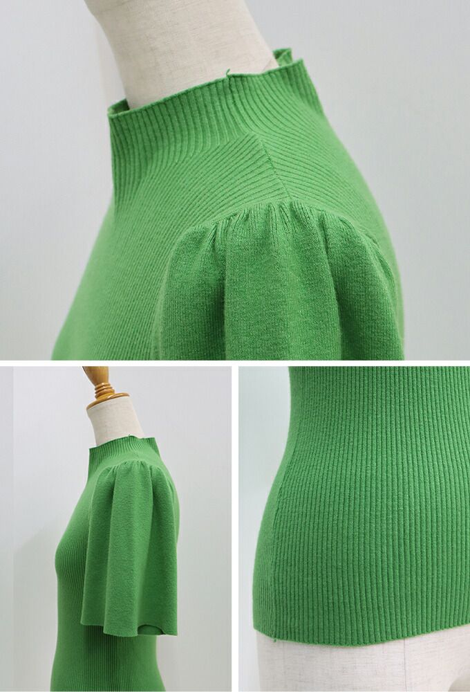 日本 BLUE EAST - 氣質羅紋針織上衣-綠