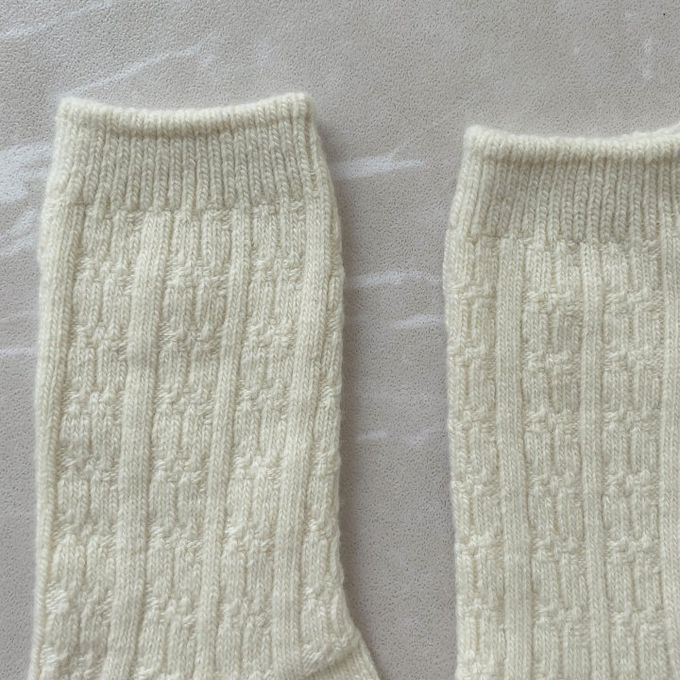 韓國Marian - 花紋素色羊毛保暖襪-芥茉黃 (Free)