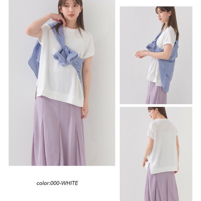 日本 OMNES - 接觸冷感 側開叉休閒短袖上衣-海軍藍