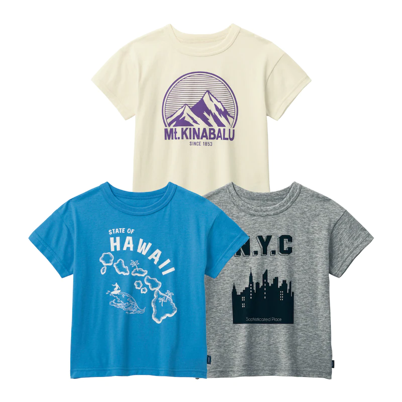 日本千趣會 - GITA 超值百搭短T三件組-恐龍-黃黑灰