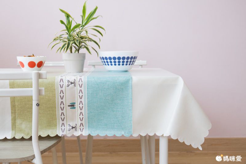 防水防油免洗桌布-三角形-灰粉色