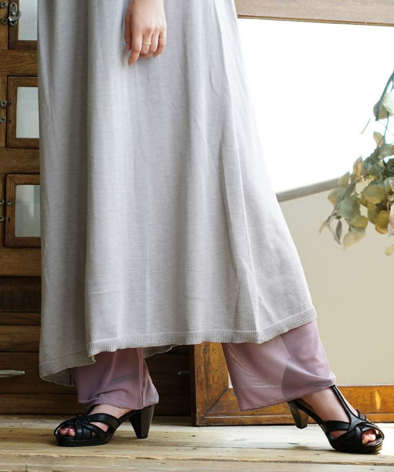 日本 zootie - 時尚透膚層次感穿搭內搭寬版長褲-網紗-深灰