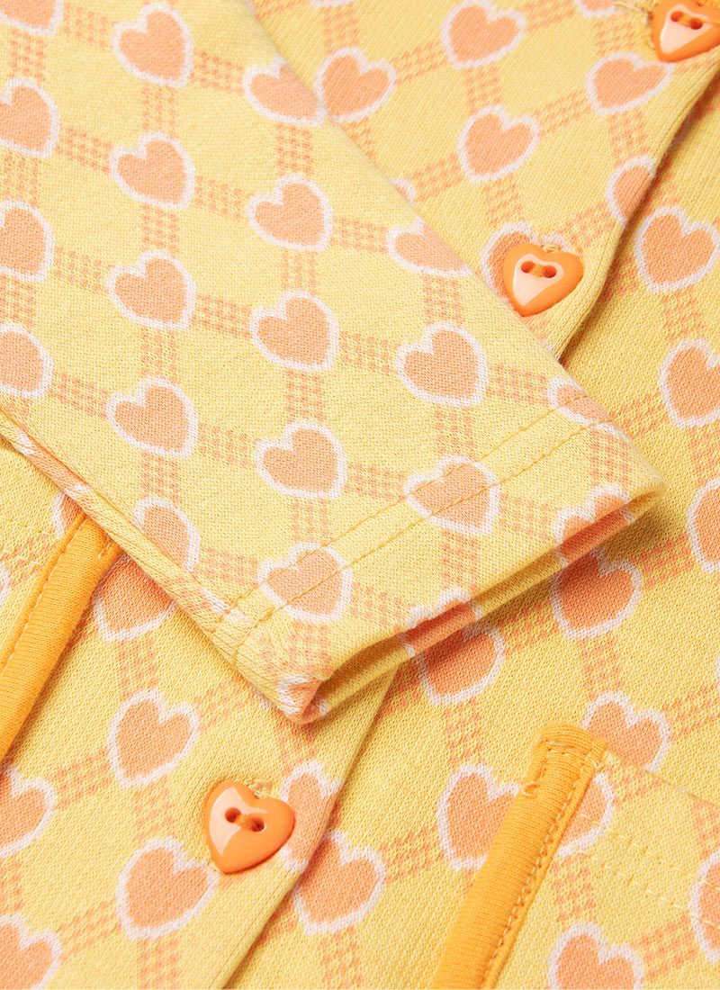韓國 OZKIZ - 滿版粉愛心紋兩件式裙裝套裝-黃