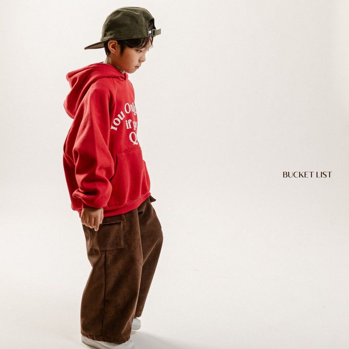 韓國 BUCKET LIST - (內磨毛)鬆緊腰燈芯絨工裝感長褲-咖啡