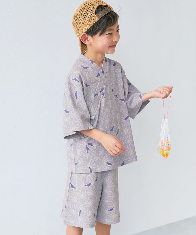 日本 devirock - 期間限定！夏日風情甚平套裝-小碎花-淺藍