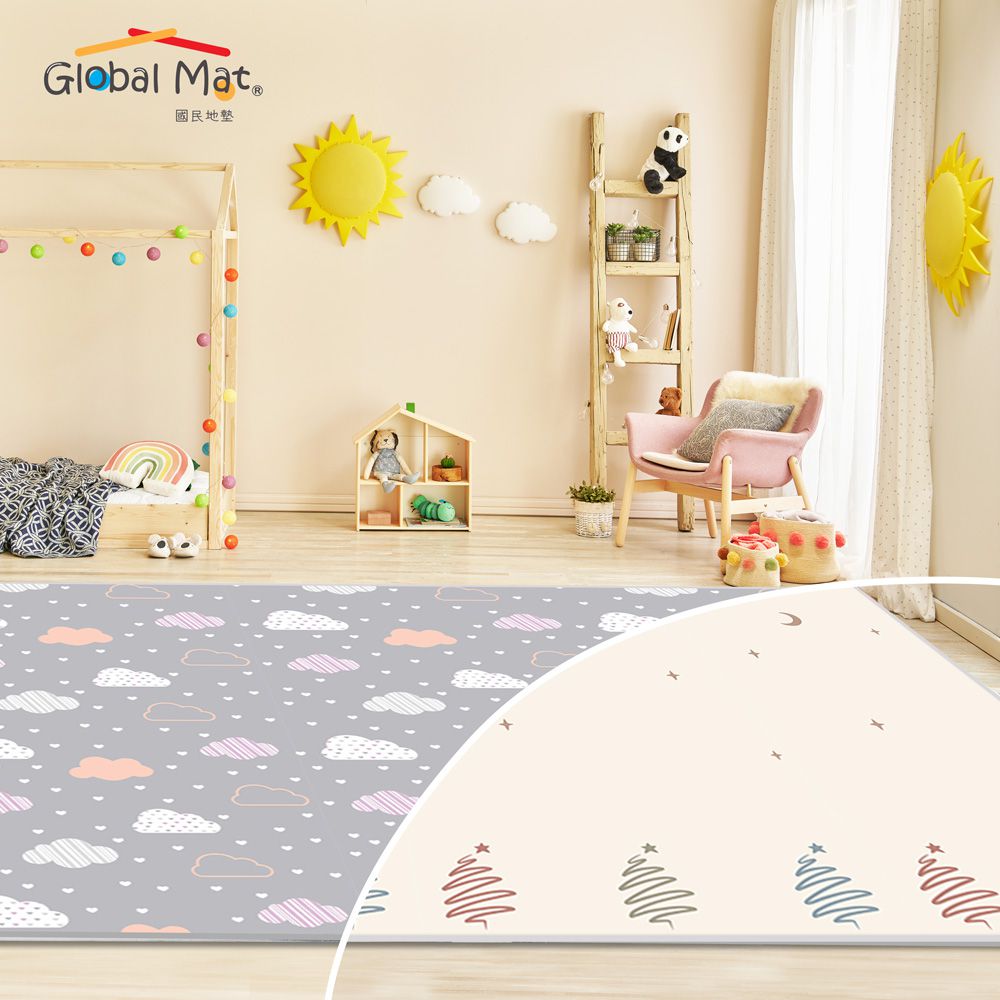 國民地墊 XPE 經典款 2CM 加厚雙面摺疊墊 - 雲朵星空 C7-(雙面花色，共一片地墊)