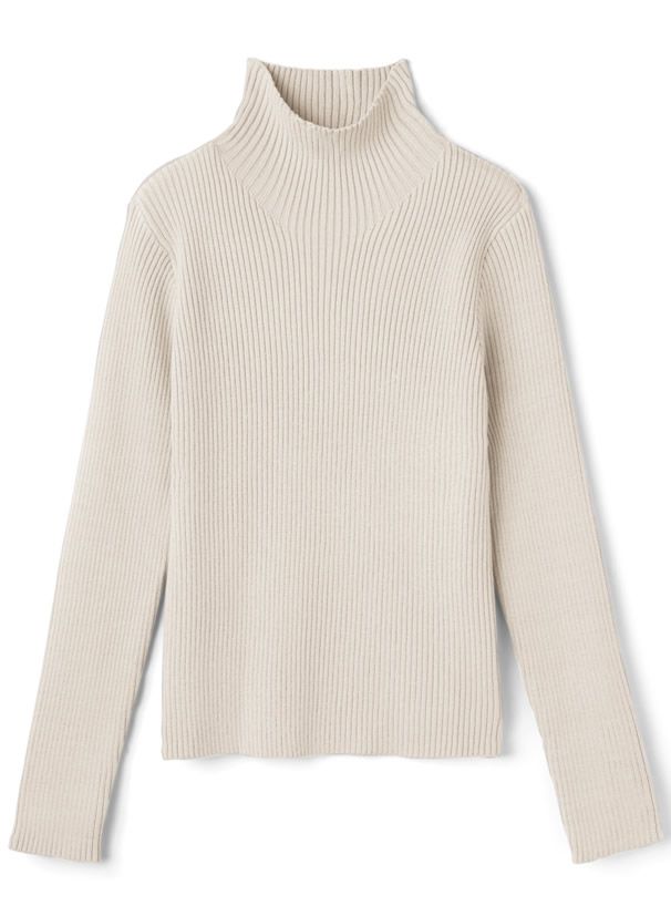 日本 GRL - 立領顯瘦彈性羅紋長袖上衣-皇家藍