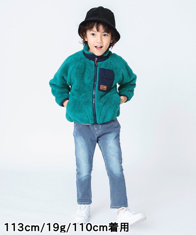 日本 BREEZE - 微立領泰迪熊保暖外套-迷彩-灰綠