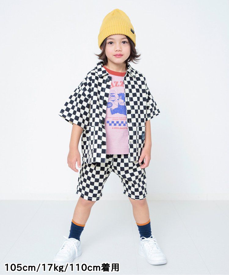 日本 BREEZE - 美式復古印花撞色邊短袖上衣-甜甜圈店-灰