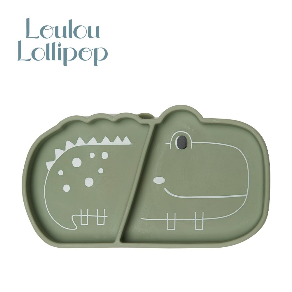 Loulou Lollipop - 加拿大 動物造型 防滑矽膠餐盤-微笑鱷魚
