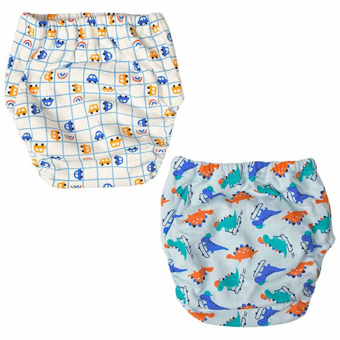 akachan honpo - 4層學習內褲2件組-恐龍×汽車-藍色