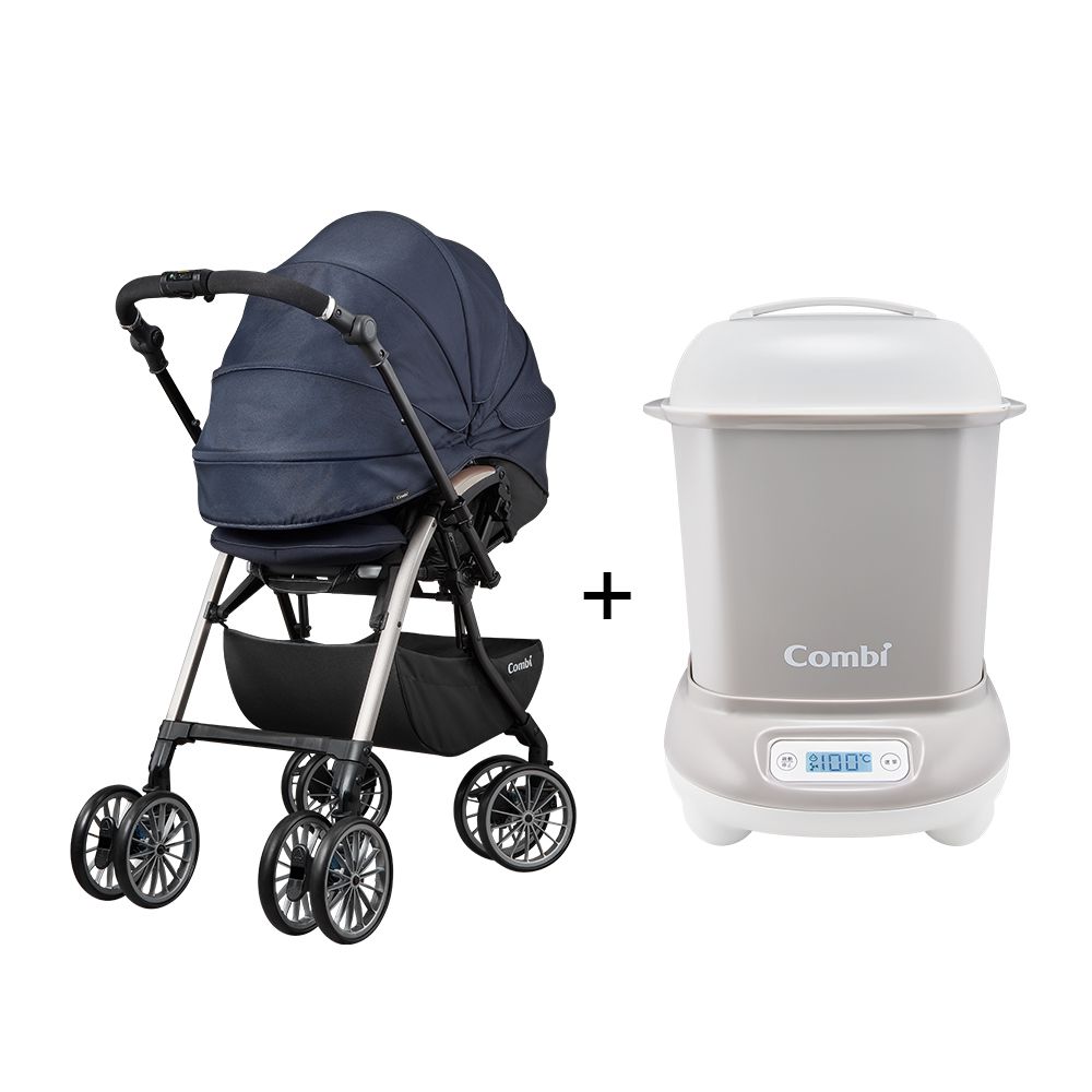 日本 Combi - Umbretta Puro嬰兒手推車-星宇藍-1個月~36個月(體重15kg以下)贈 Pro 360 PLUS消毒烘乾鍋