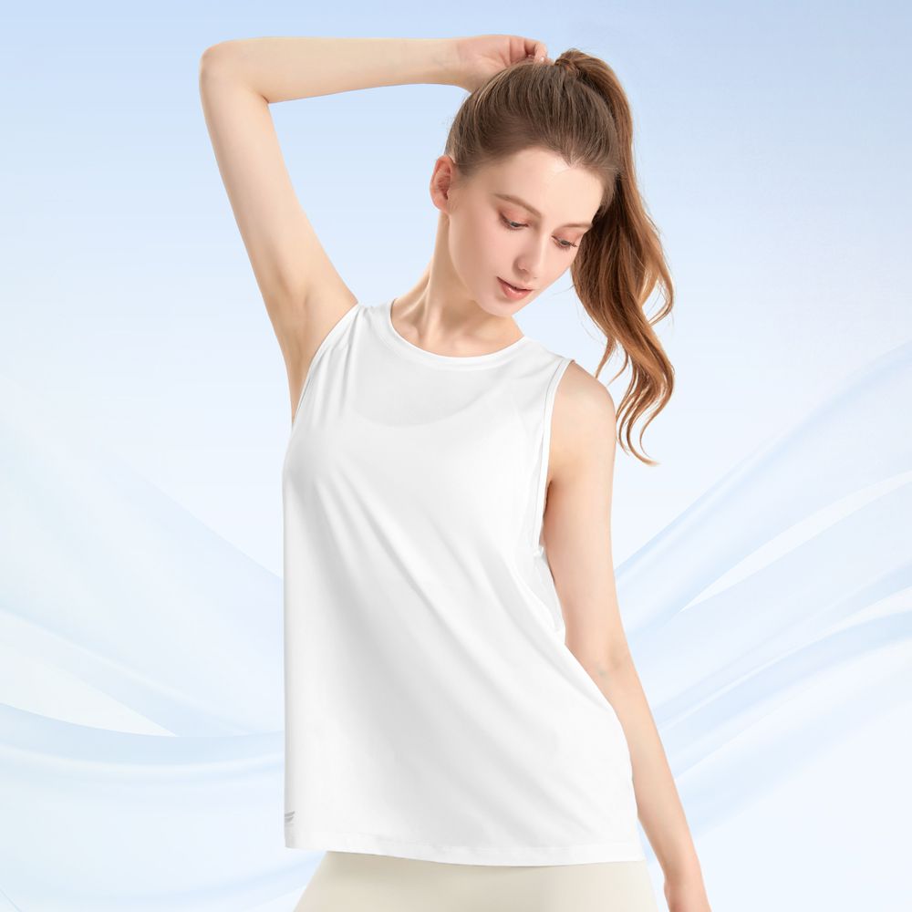 速涼絲感罩衫背心-雲朵白