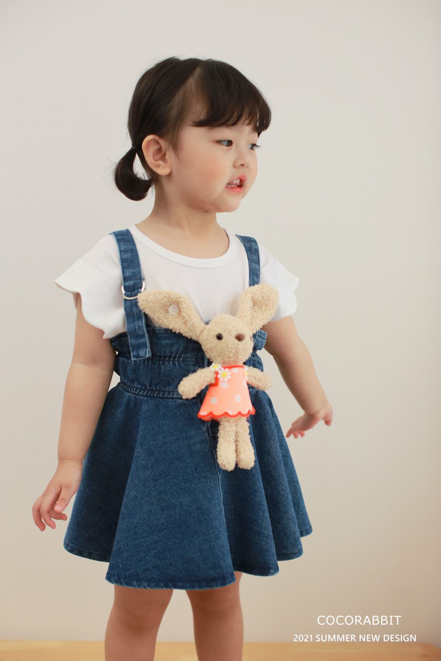 韓國 Coco Rabbit - 兔子娃娃花瓣袖T-象牙白