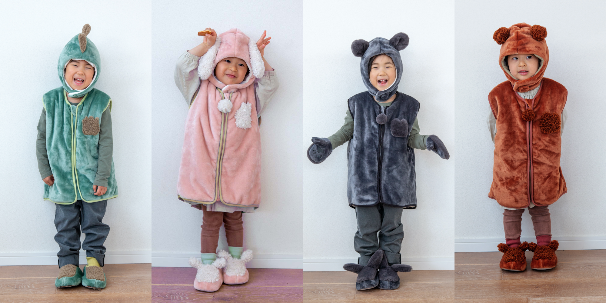 日本 BISQUE - 動物造型超柔軟保暖背心-貓咪-深藍灰 (1.5-4y)