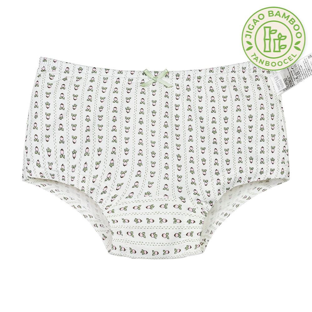 竹纖維抗菌除臭透氣四角褲(女寶)-清新小蘿蔔-米白