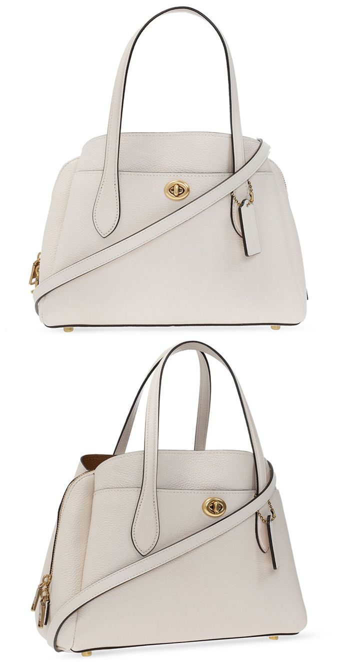 COACH - 素面皮革貝殼包 (白)