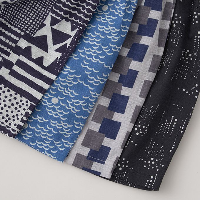 日本 b-ROOM - [限量]夏季印花純棉甚平-點點-黑