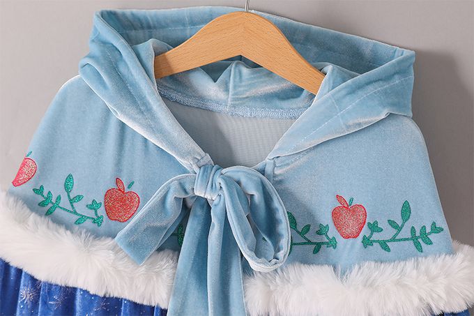 冰雪女王保暖印花斗篷-藍色