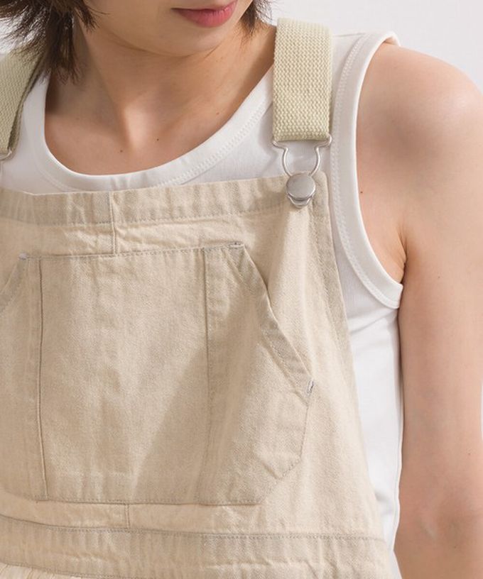 日本 Lupilien - 拼接風抽繩飄逸薄牛仔吊帶洋裝-黑灰系