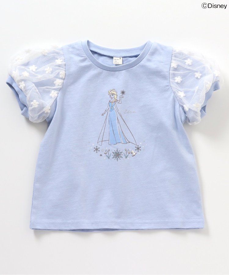 日本 apres les cours - 迪士尼 公主蕾絲澎澎短袖上衣-冰雪奇緣-水藍