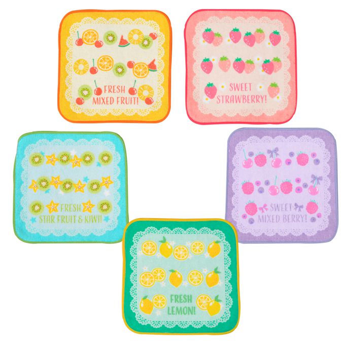 akachan honpo - 小方巾5條組-水果 (15×15cm)