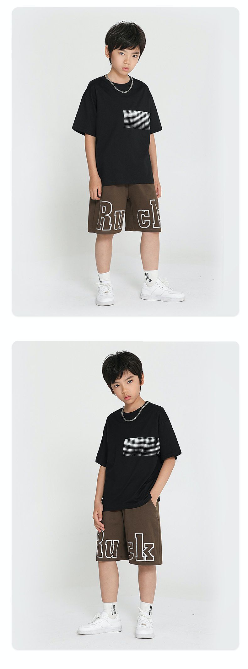 休閒短褲-大英文字款-咖啡色