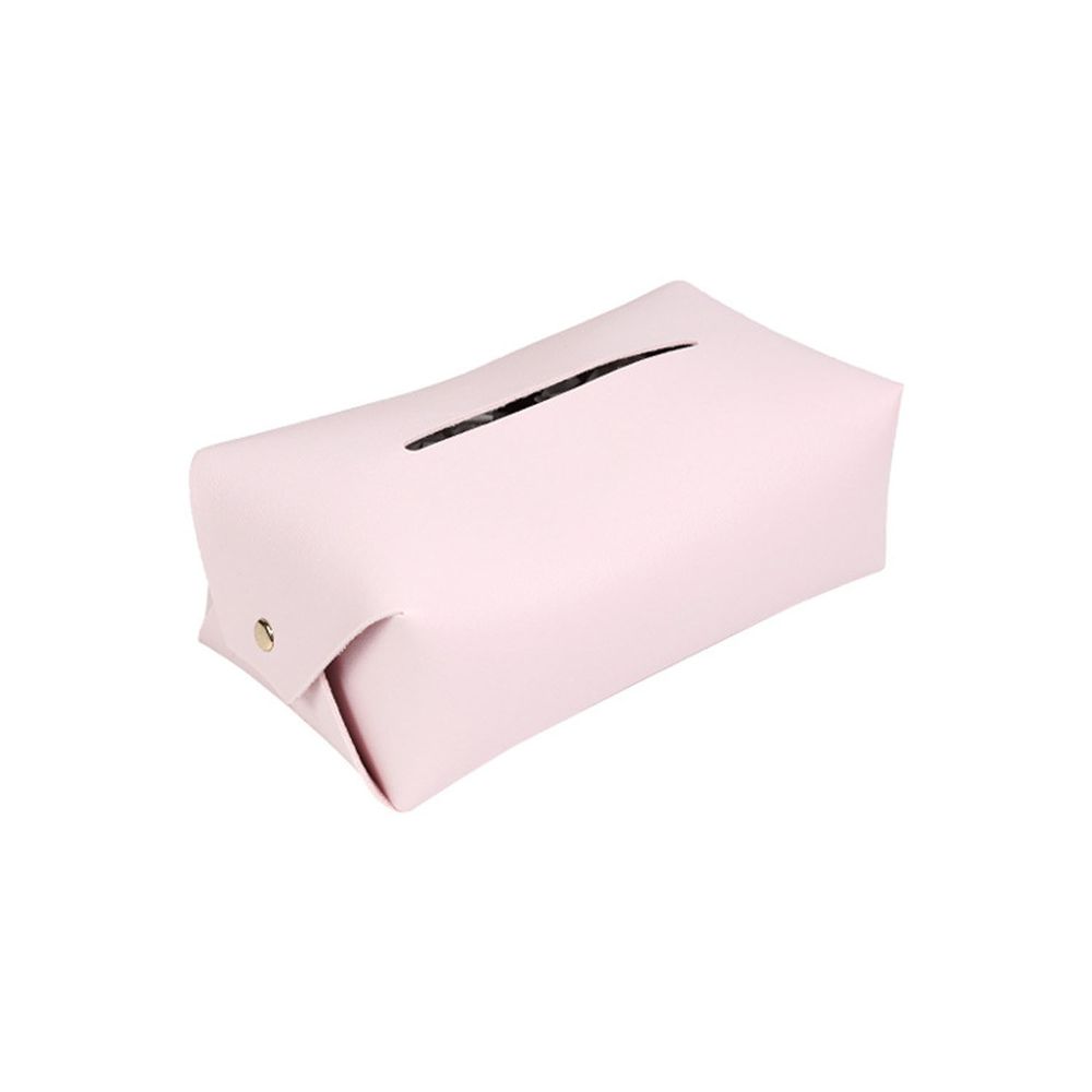 質感皮革面紙盒-方形麵包款-粉色