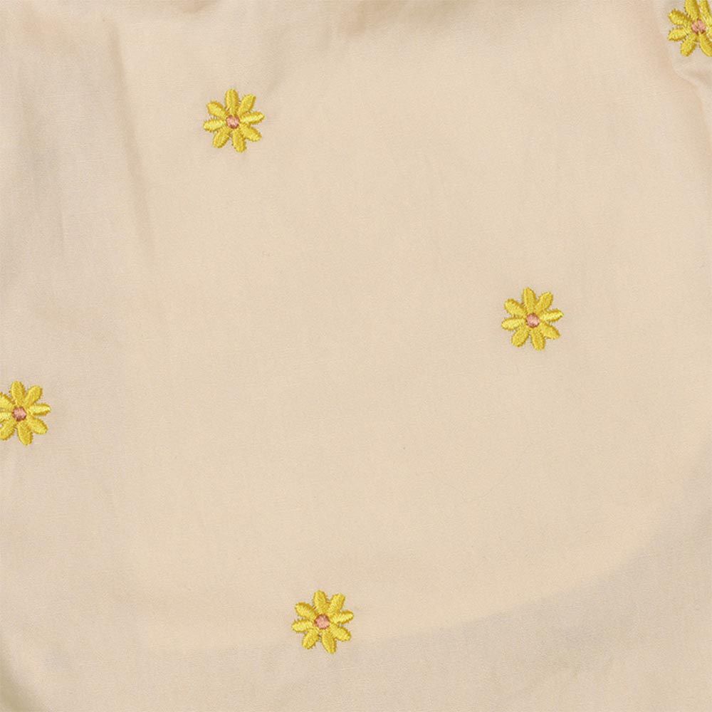 短褲-平織 刺繡滿版圖案-淺卡其色