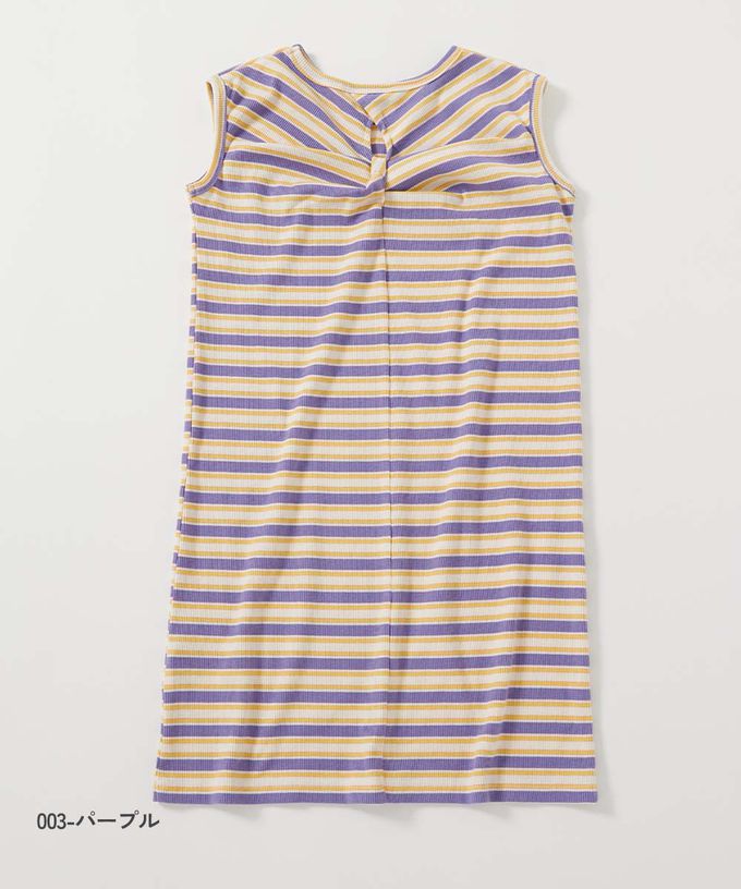 日本 devirock - 清爽夏日線條配色無袖洋裝-檸綠